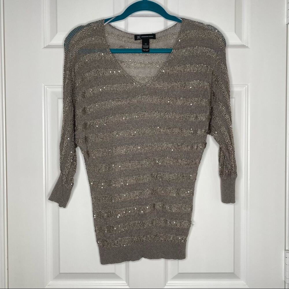 INC International Concepts Women's Metallic Sequin Dolman Sleeve Sweater Top XS - Picture 4 of 6